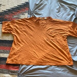 Christian Siriano Orange Short Sleeve Crop Tee